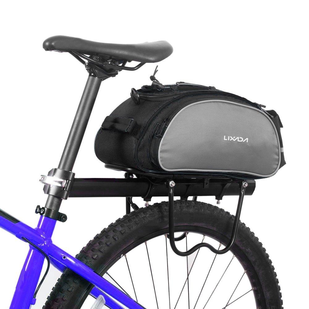 Lixada Bicycle Rack Bag 13L Multifunctional Bicycle Rear Seat Bag Cycling Bike Rack Seat Bag Rear Trunk Pannier Backseat Bag Handbag Shoulder Bag Black - BeesActive Australia