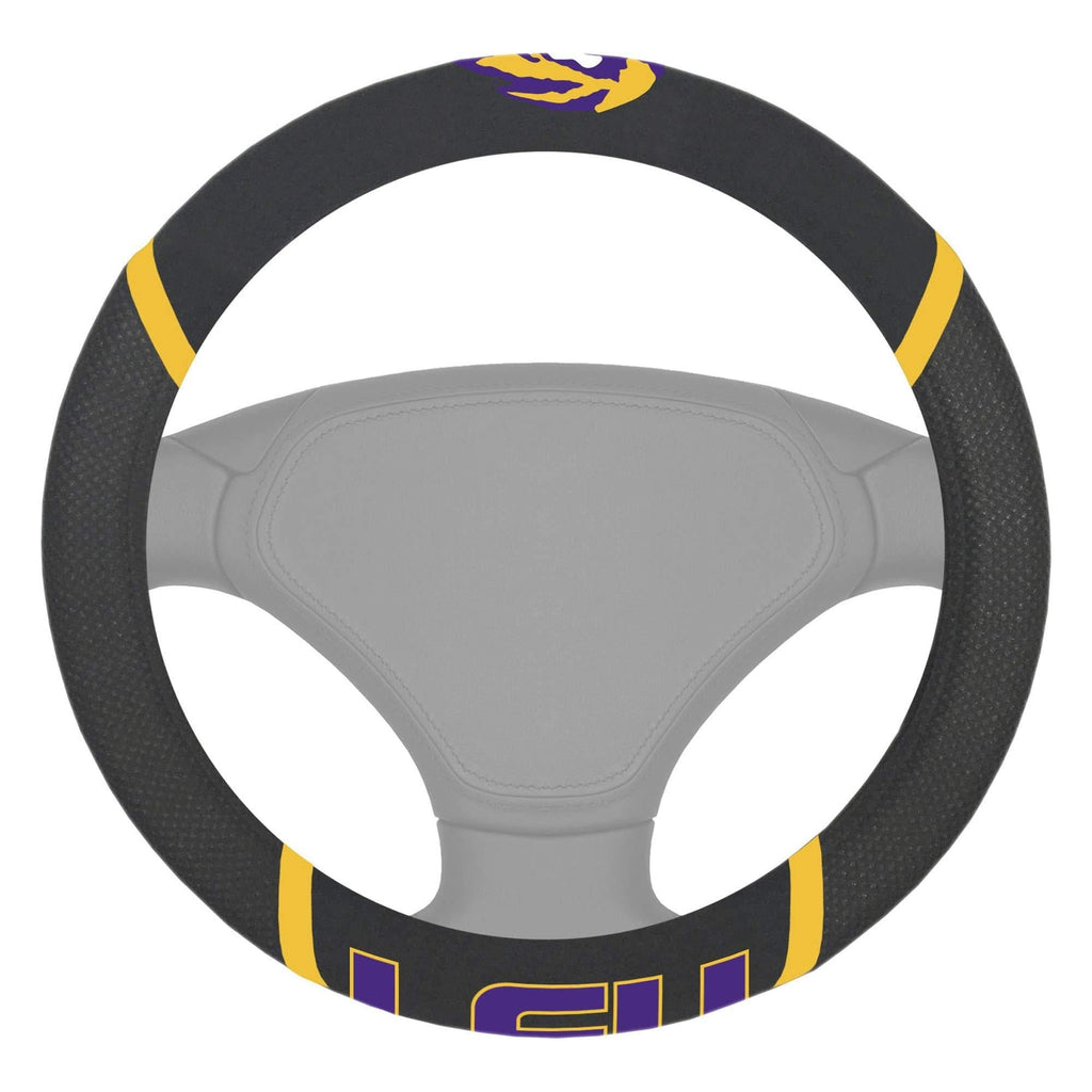 FANMATS 14798 NCAA Louisiana State University Tigers Polyester Steering Wheel Cover,15"x15" - BeesActive Australia