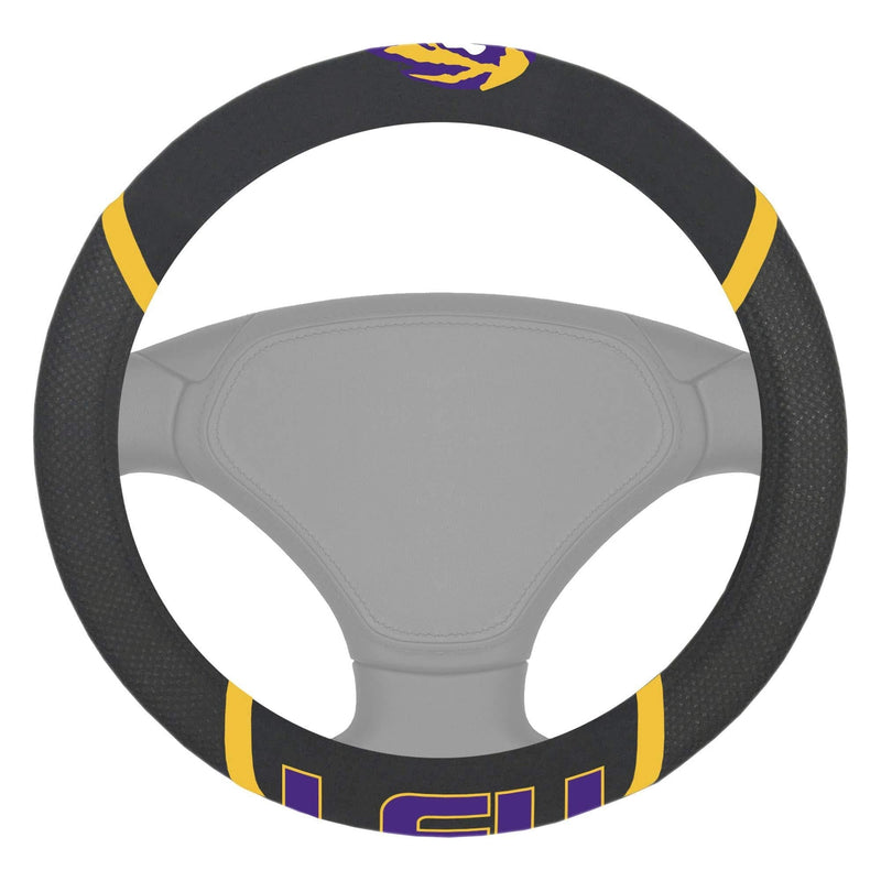 FANMATS 14798 NCAA Louisiana State University Tigers Polyester Steering Wheel Cover,15"x15" - BeesActive Australia