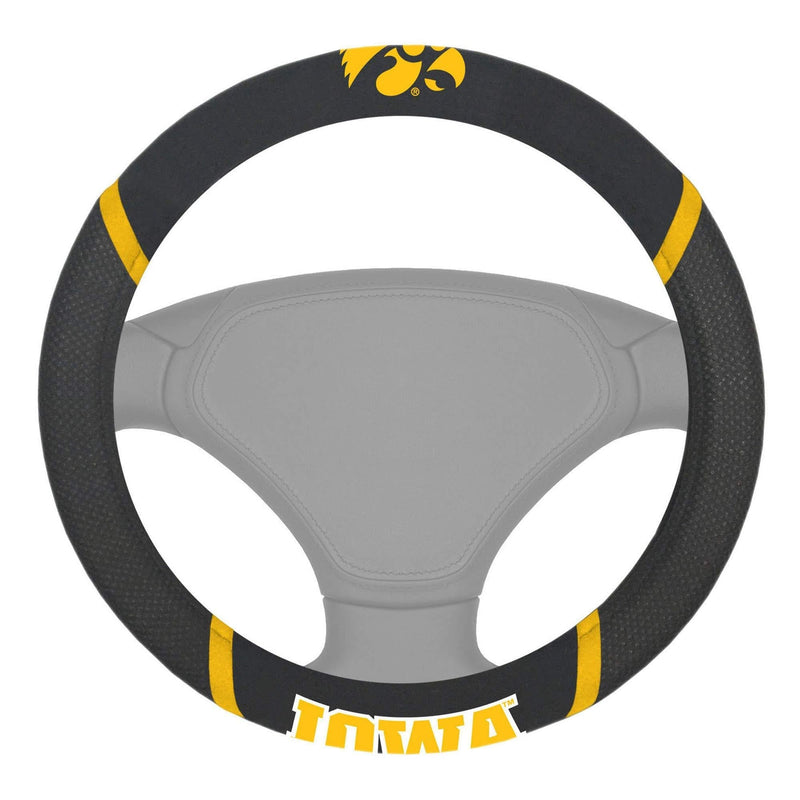 FANMATS 14903 NCAA University of Iowa Hawkeyes Polyester Steering Wheel Cover, 15"x15" - BeesActive Australia