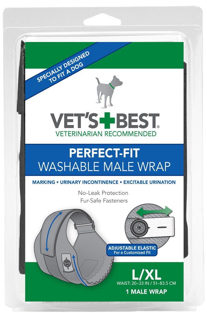 Vet's Best Washable Male Dog Diapers | Absorbent Male Wraps with Leak Protection | Excitable Urination, Incontinence, or Male Marking | 1 Reusable Dog Diaper Per Pack LG/XL - BeesActive Australia