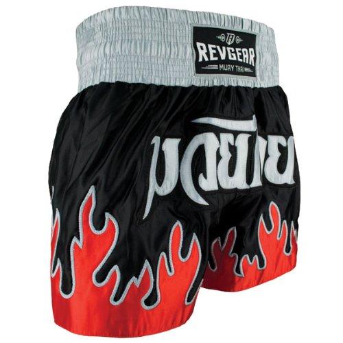 [AUSTRALIA] - Revgear Deluxe Flames Muay Thai Shorts XX-Large Black 
