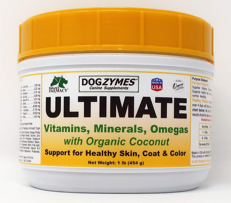 Dogzymes Ultimate Skin Coat Organic Coconut Algal Oil Parmesan Cheese Vitamins Minerals Omegas 1 - BeesActive Australia