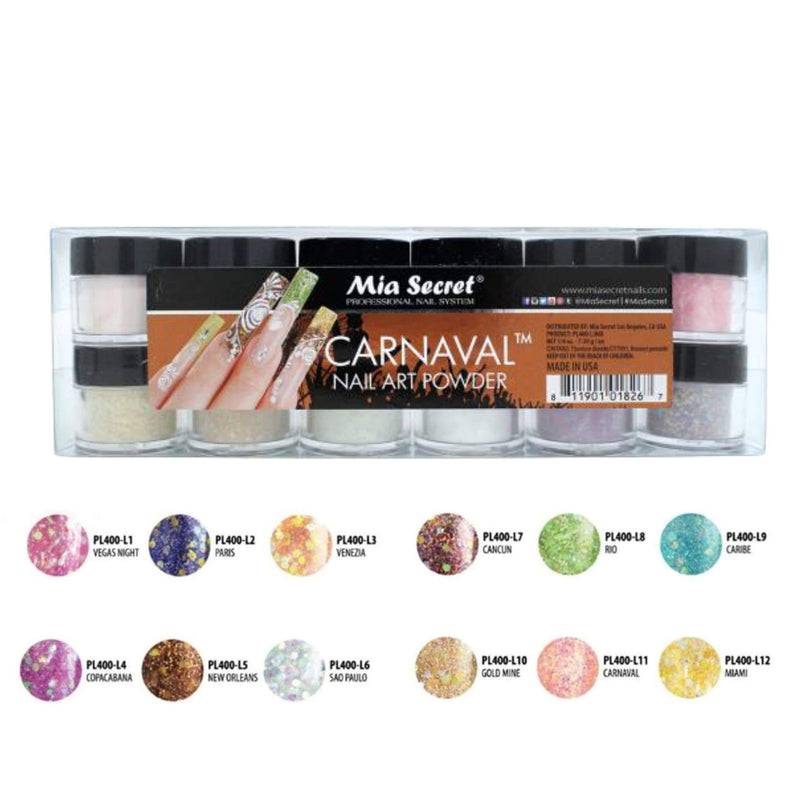 Mia Secret Acrylic Nail Art Powder Carnaval Collection 12 Different Colors - BeesActive Australia