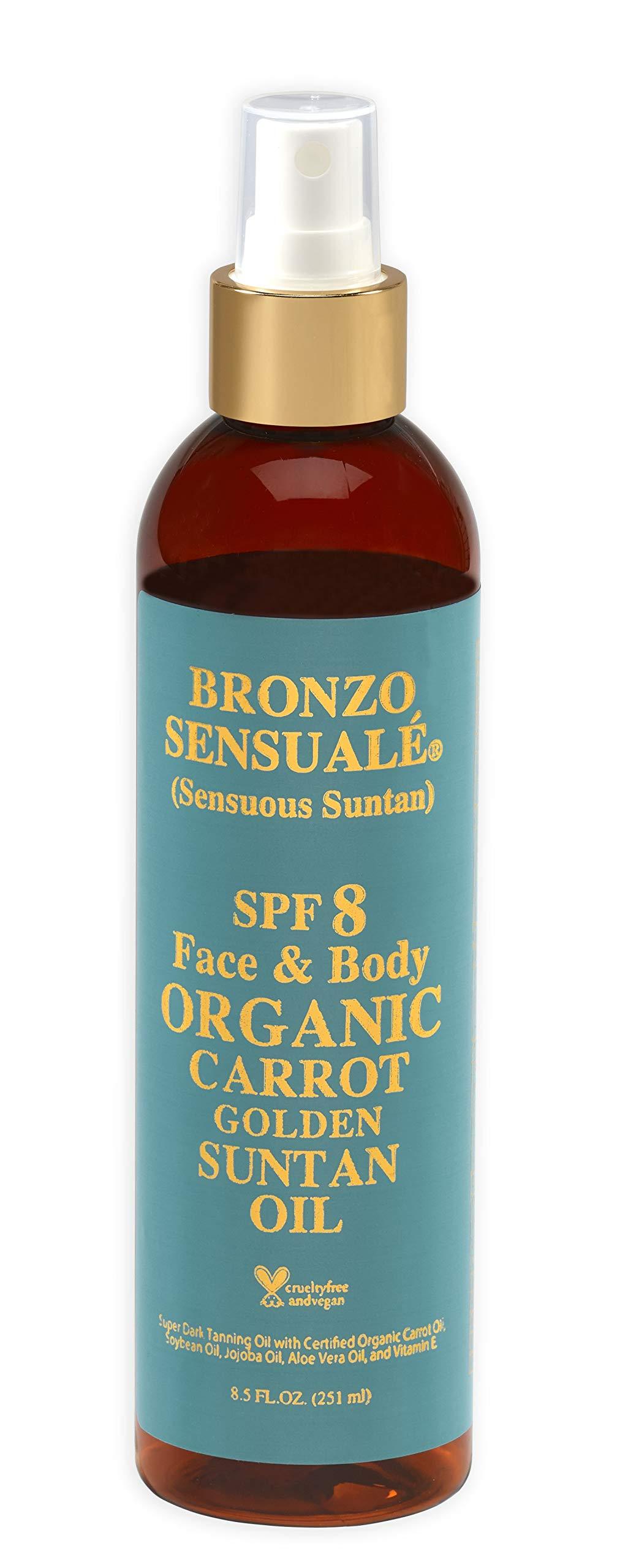 Bronzo Sensuale SPF 8 Sunscreen Deep Golden Tanning Organic Carrot Oil 8.5 Ounces - BeesActive Australia