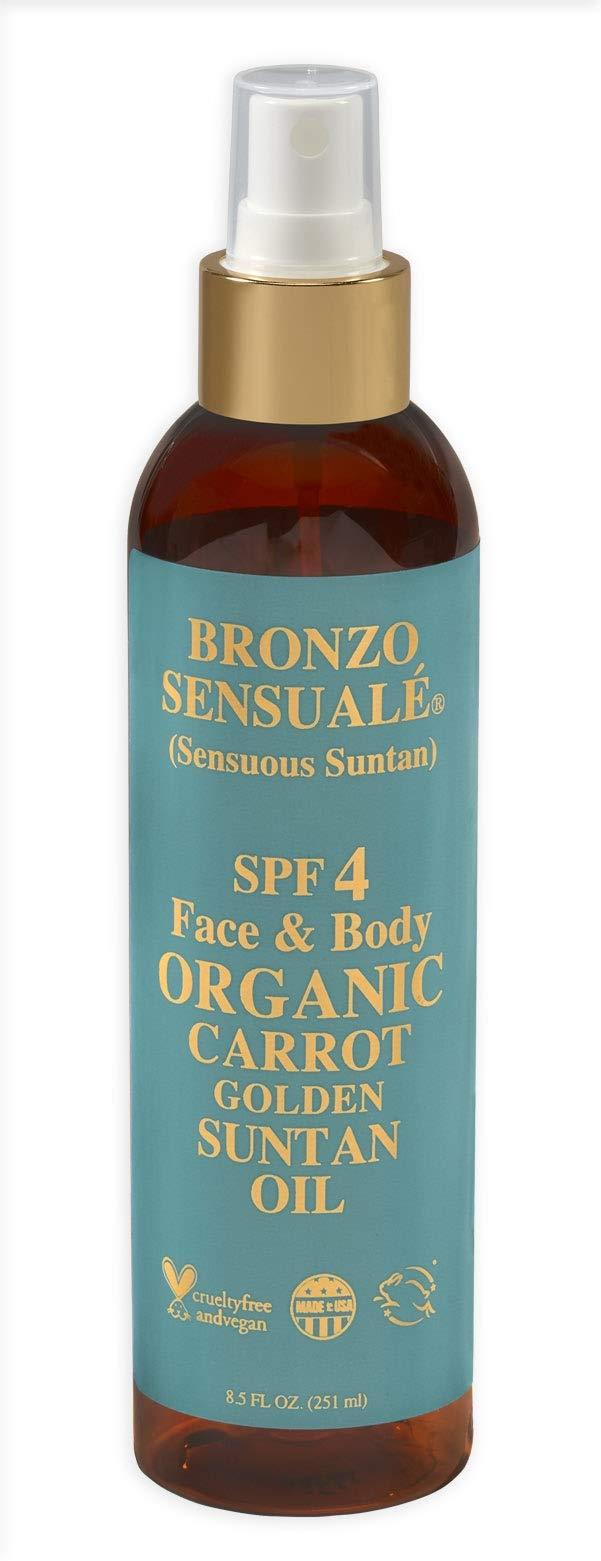 Bronzo Sensuale SPF 4 Reef Safe Sunscreen Deep Golden Tanning Organic Carrot Oil 8.5 Ounces - BeesActive Australia