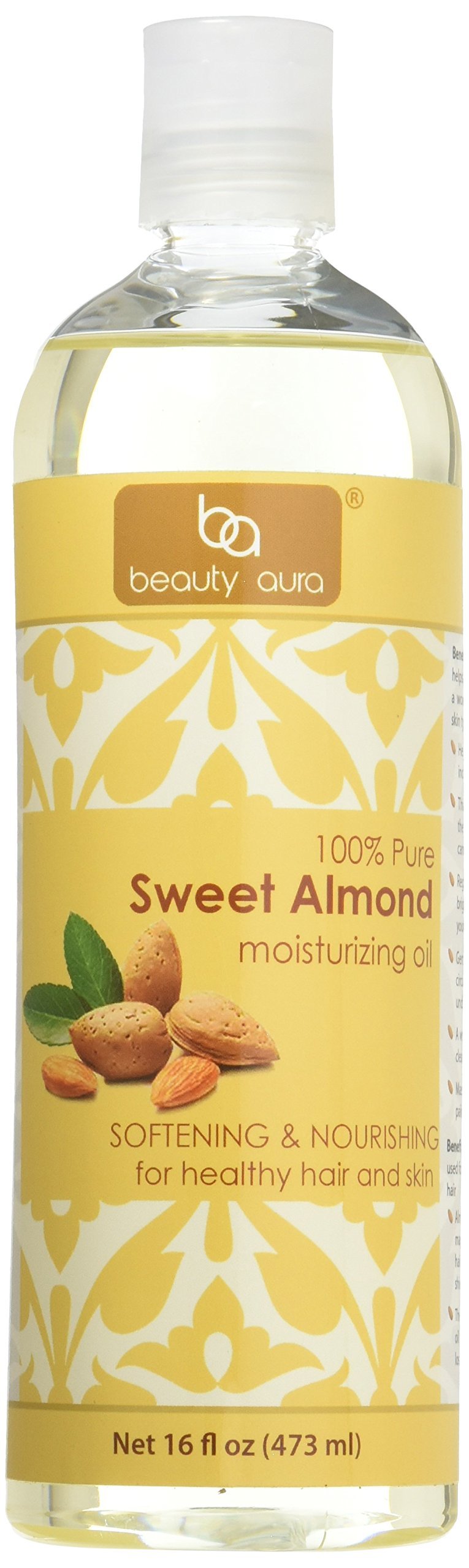 Sweet Almond Moisturizing Oil 16 Fl Oz - Softening and Nourishing - For Healthy Hair and Skin - BeesActive Australia