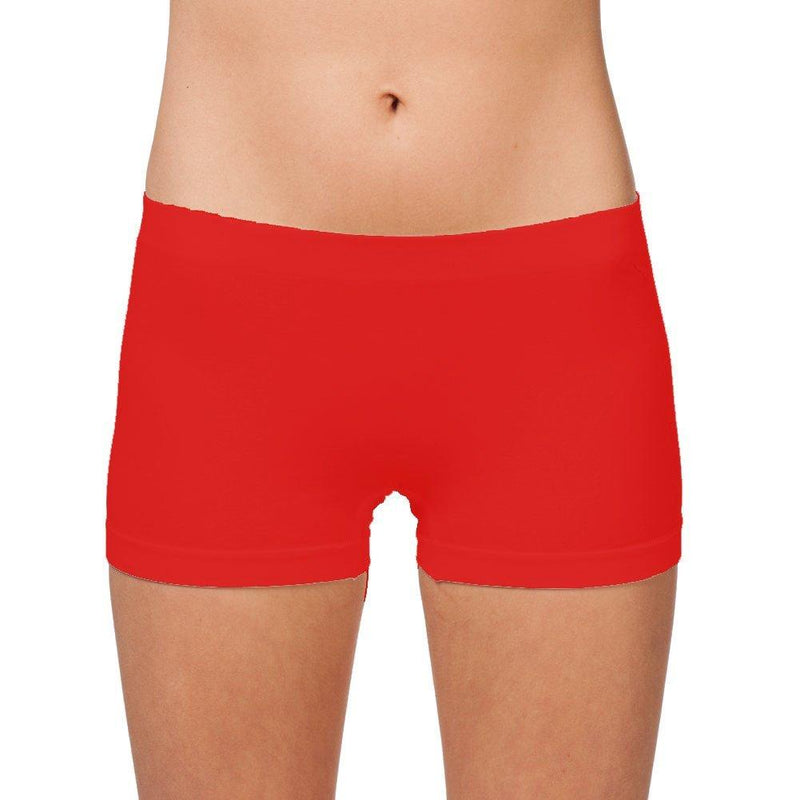 [AUSTRALIA] - Short Length Seamless Boy Shorts Slipshort Dance Short One Size (One size Fits All, Red) 