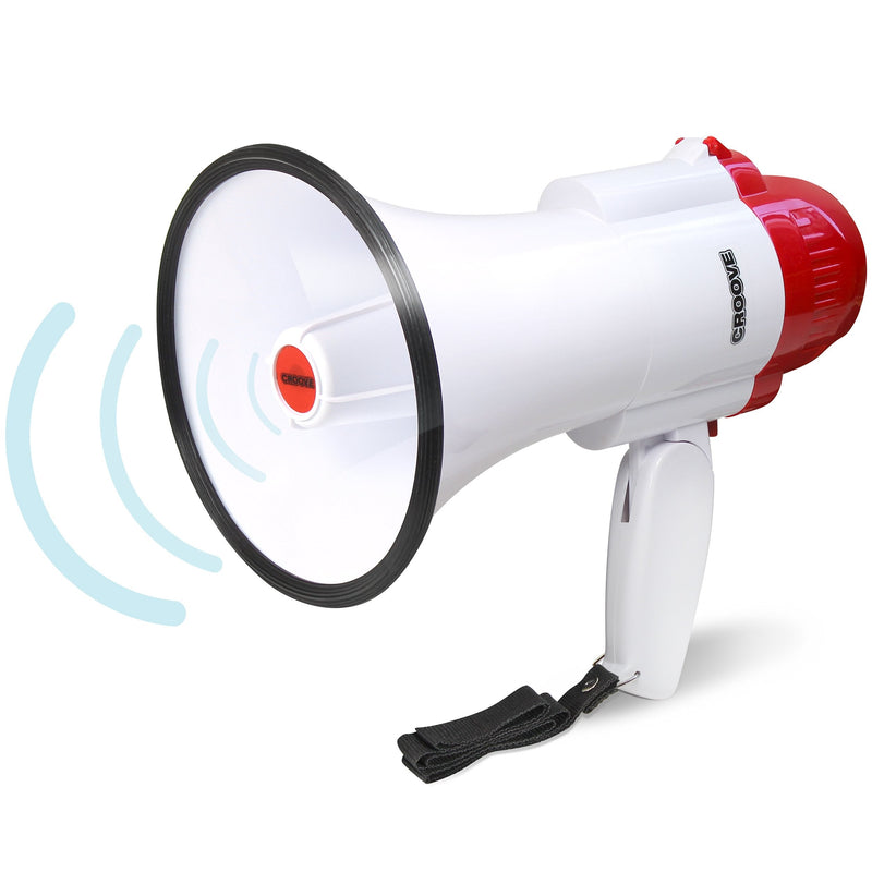 Croove Megaphone Bullhorn | Bull Horn Loud Speaker with Siren for Kids and Adults | 30 Watt Lightweight Mega Phone | 800 Yard Range Megaphone with Siren & Cheering - BeesActive Australia