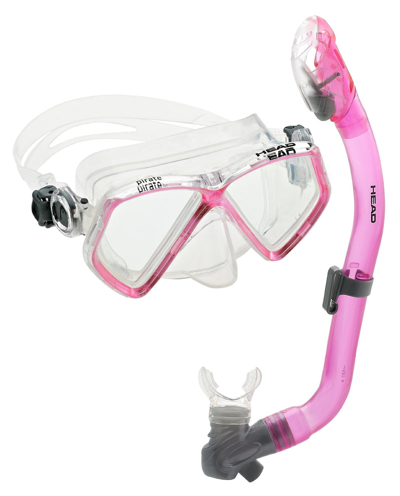 [AUSTRALIA] - Pirate Junior Deluxe Silicone Mask/Dry Snorkel Combo by Head Snorkeling Pink 