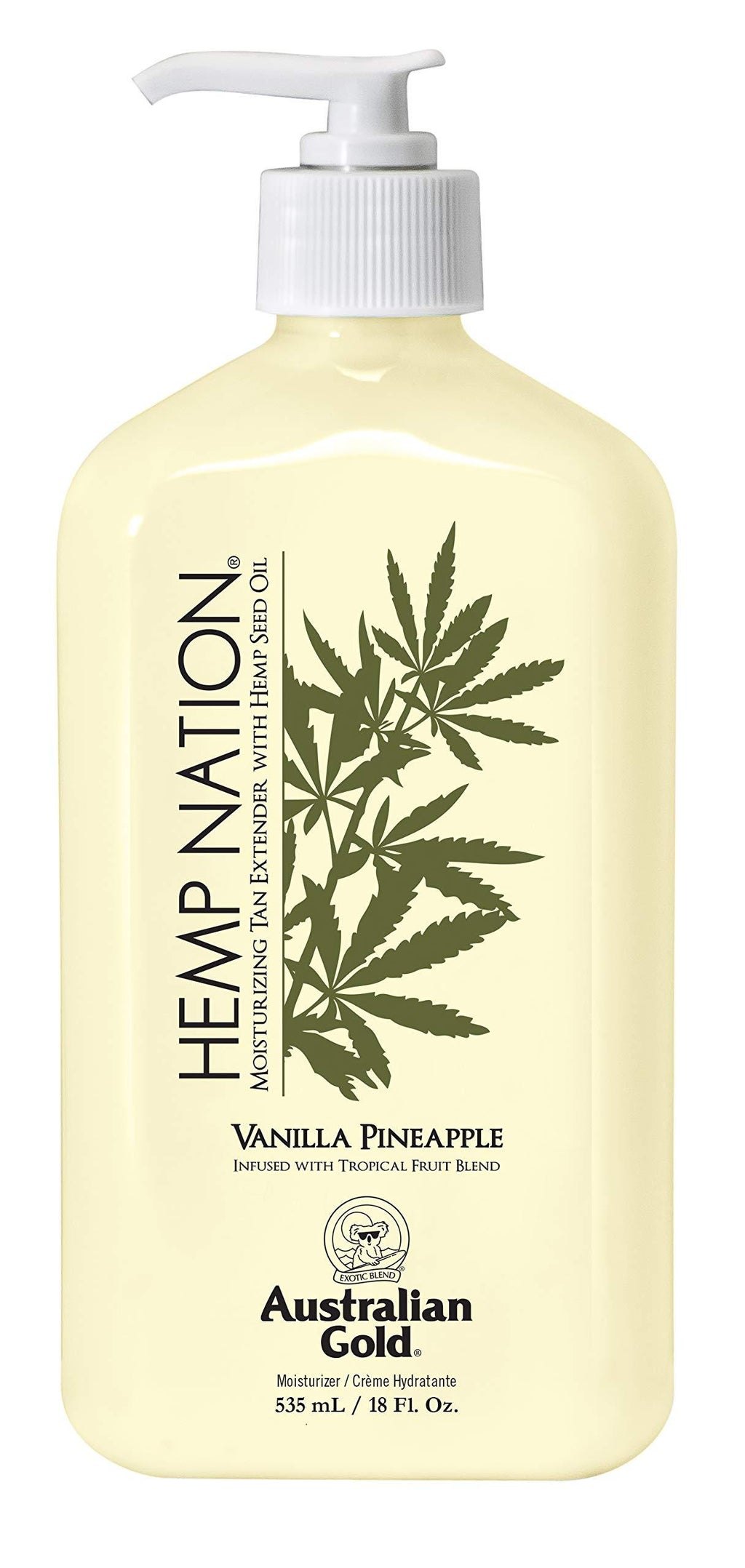 Australian Gold Vanilla Pineapple Hemp Nation Moisturizing Tan Extender Lotion, 18 Ounce | Hemp Seed Oil - BeesActive Australia