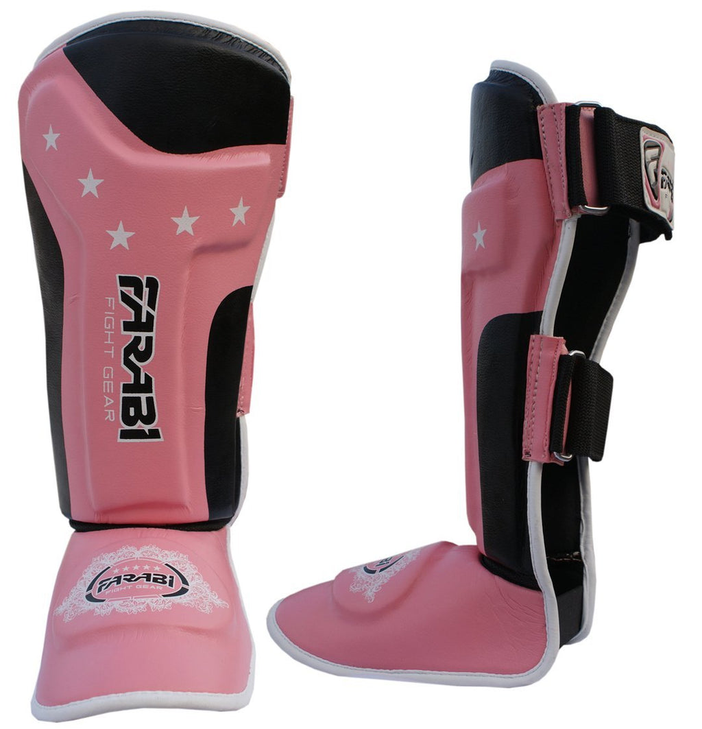 [AUSTRALIA] - Farabi Kids shin Pads shin Instep Junior Muay Thai MMA shin Pads shin Instep Leg and Foot Protector … Pink 