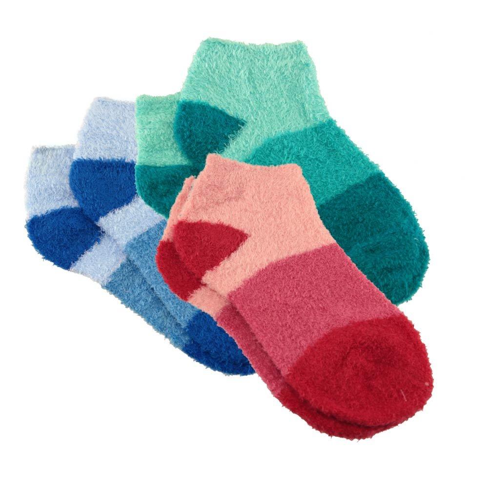 BambooMN Women's Super Aloe Infused Fuzzy Nylon Socks Women's US S/M (4-8) Aloe - 3 Prs - Asst 99 - BeesActive Australia