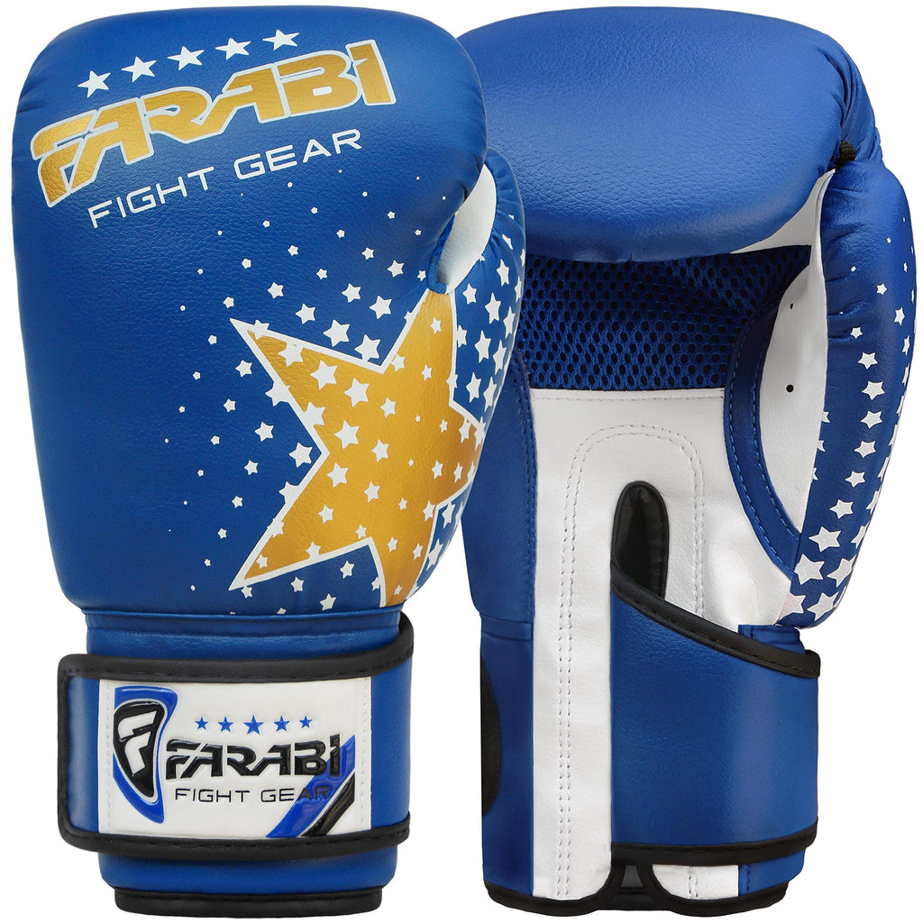 [AUSTRALIA] - Farabi Kids Boxing Gloves 6-oz Blue Kickboxing MMA Punching Bag Training Gloves 