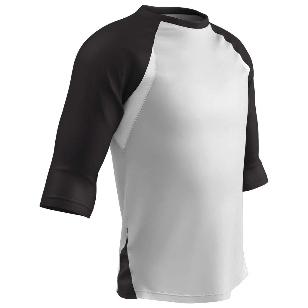 [AUSTRALIA] - CHAMPRO Complete Game 3/4 Sleeve Baseball Shirt; M; White White, Black Sleeve 