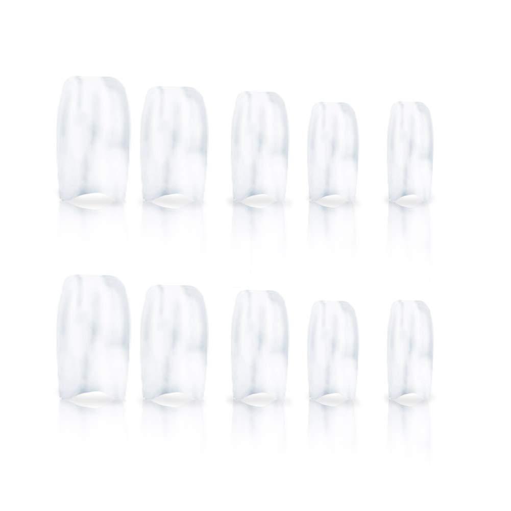 ReNext 500 Pcs 10 Different Sizes French Half False Acrylic Nail Art Tips Beauty Salon Set Clear Transparent Color - BeesActive Australia