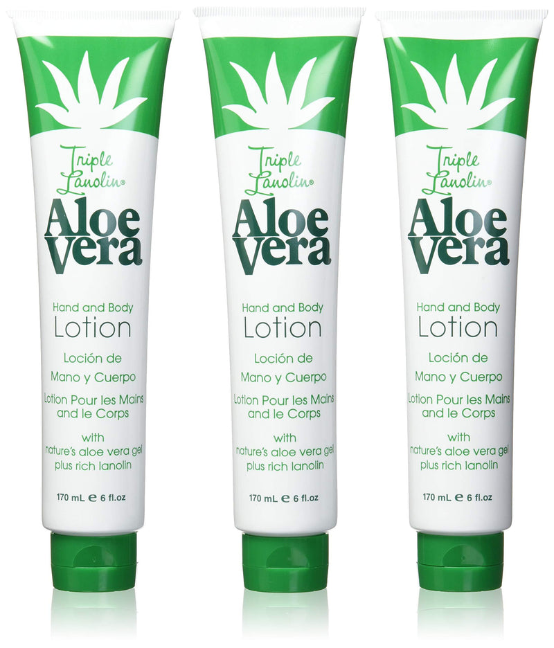 Triple Lanolin Aloe 6 Ounce Hand & Body Lotion Tube (177ml) (3 Pack) Aloe Vera 6 Ounce (3 Pack) - BeesActive Australia