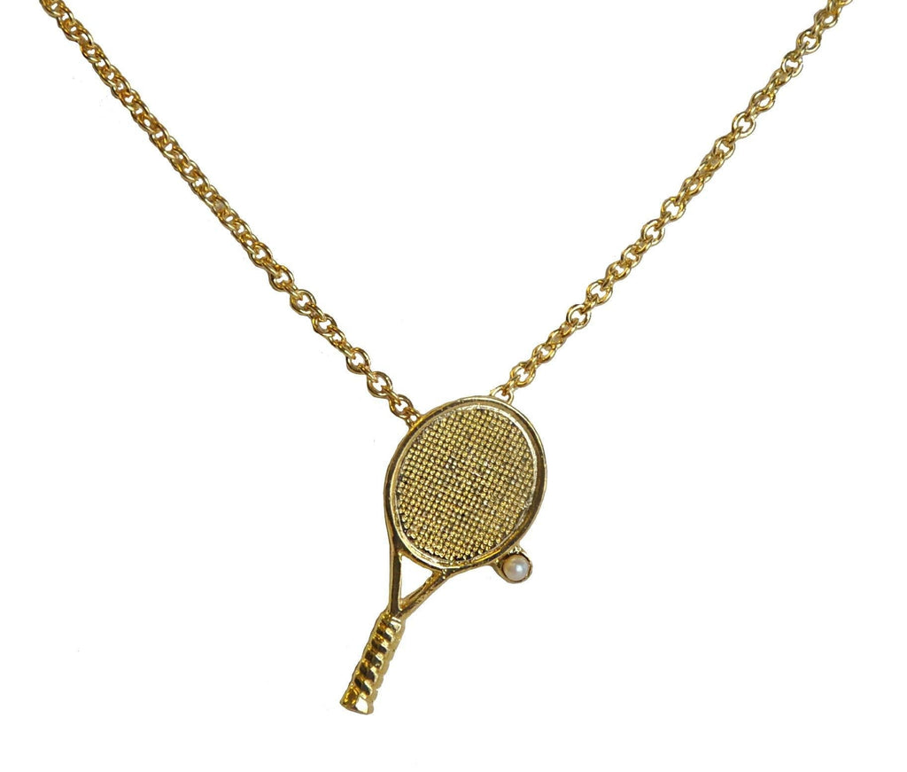 [AUSTRALIA] - Navika Tennis Racquet and Pearl 18Kt Gold Plated Necklace 