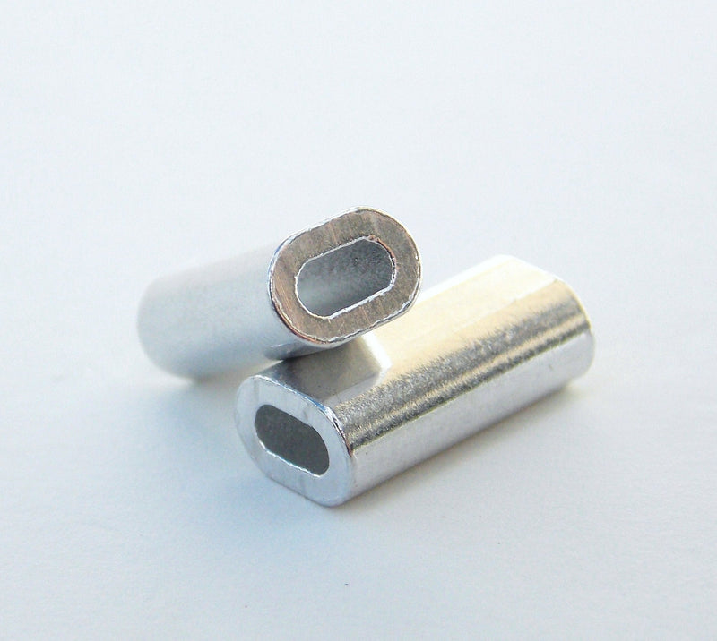 Mini Aluminum Oval Crimp Sleeves .8mm x 7mm - 100 Pieces - BeesActive Australia