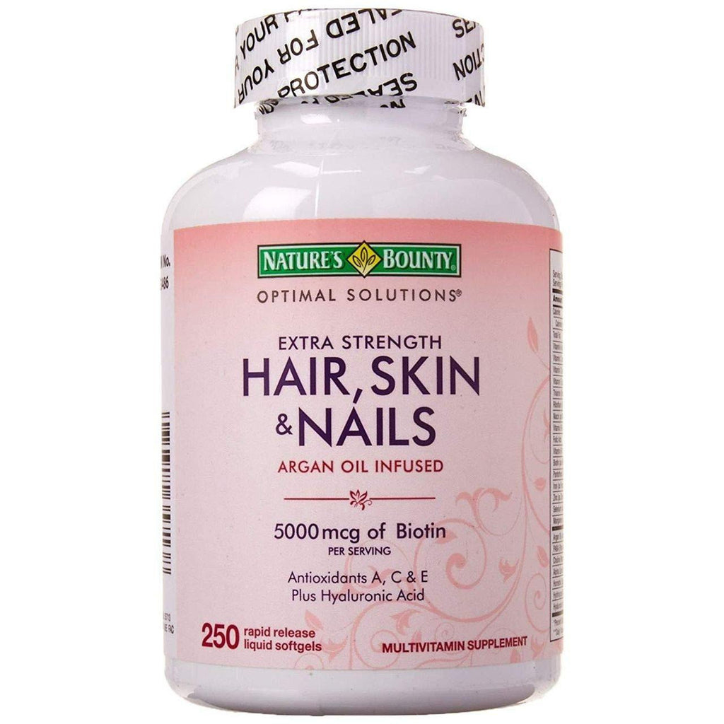 Nature's Bounty Hair Skin and Nails 5000 mcg of Biotin - 250 Coated Softgels Regular & Extra Strength - BeesActive Australia