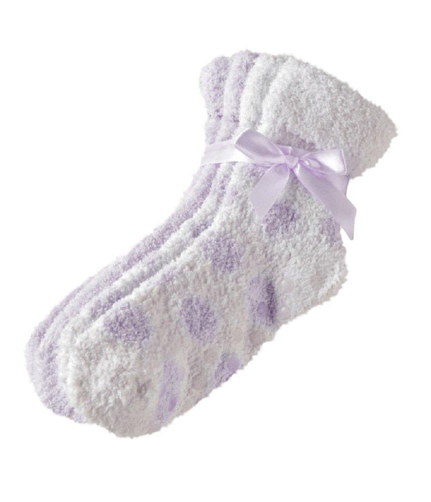 2 Pack of Earth Therapeutics Thera Soft Shea Butter Moisturizing Socks: Lavender/Dots Lavender Solid/White With Lavender Dots - BeesActive Australia