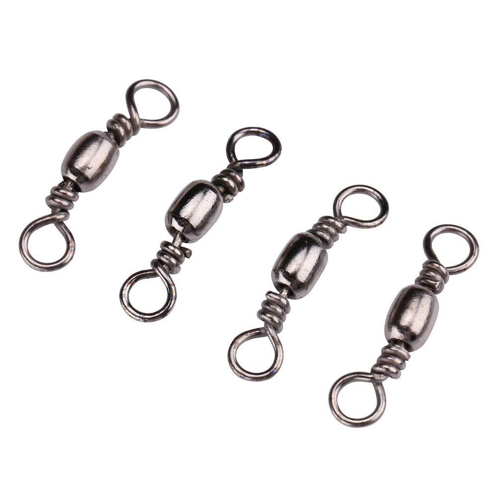 [AUSTRALIA] - 100pcs Barrel Bearing with Solid Ring Swivel Solid Fishing Connector,test 28kg/61.7lb 