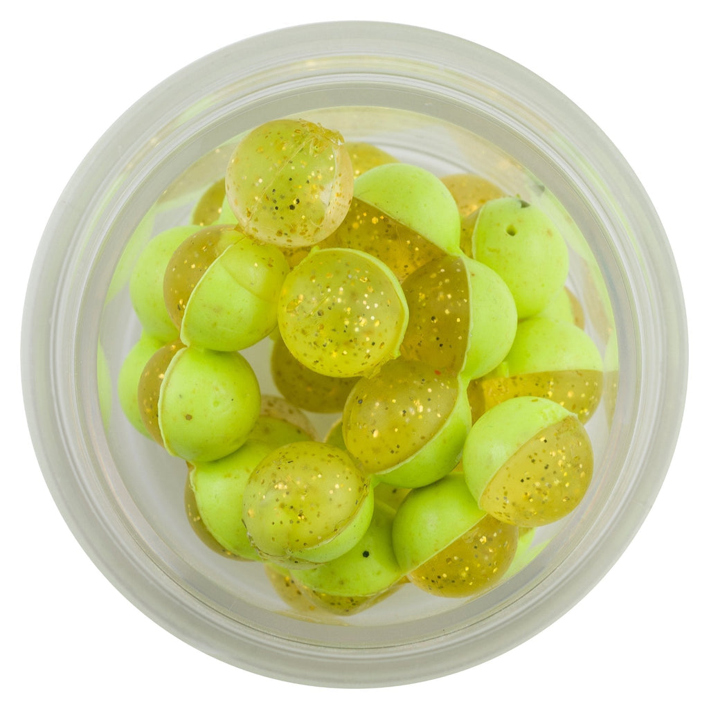 [AUSTRALIA] - Berkley PowerBait Fishing Soft Bait, Sizes, and Shapes Powerbait Power Clear Eggs Floating Clear Gold-Chartreuse/Garlic .5 oz Small Jar 