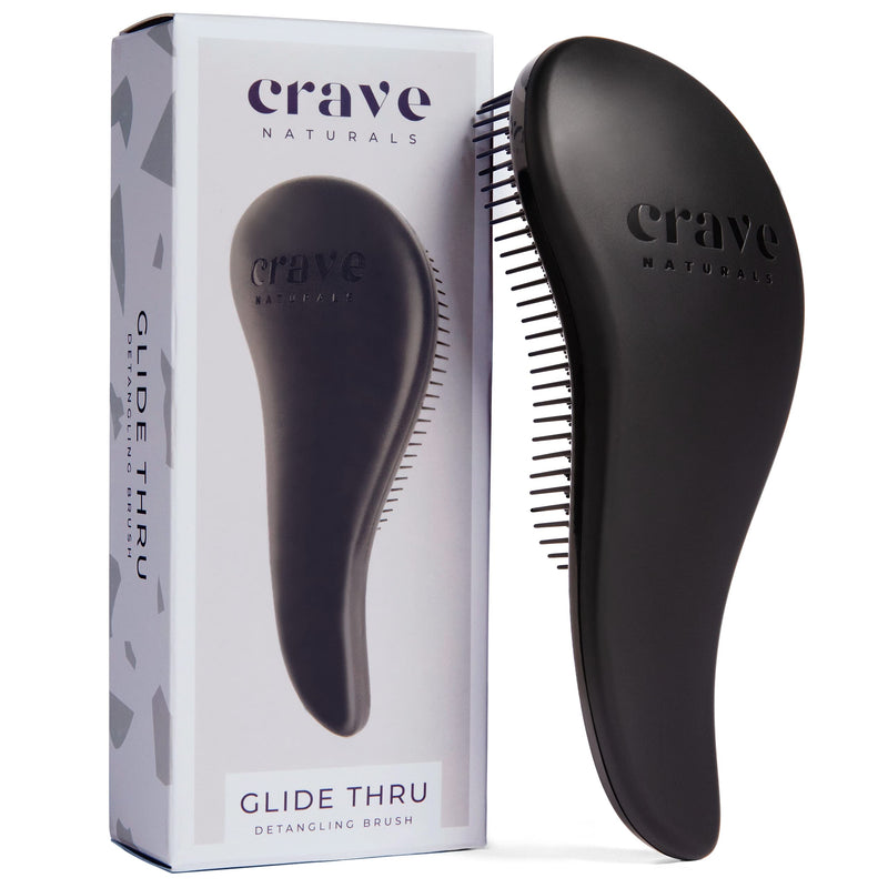 Crave Naturals Glide Thru Detangling Hair Brush for Adults & Kids Hair - Detangler Brush for Natural, Curly, Straight, Wet or Dry Hair - Hairbrush for Men & Women - 1 Pack - Black - BeesActive Australia