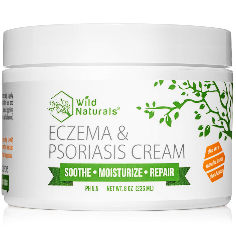 Wild Naturals Eczema Psoriasis Cream - for Dry, Irritated Skin, Natural 15-in-1 Lotion Soothes, Moisturizes, and May Visibly Reduce The Appearance of Redness, for Adults, Kids, and Baby, Steroid-Free 8 Ounce (Pack of 1) - BeesActive Australia