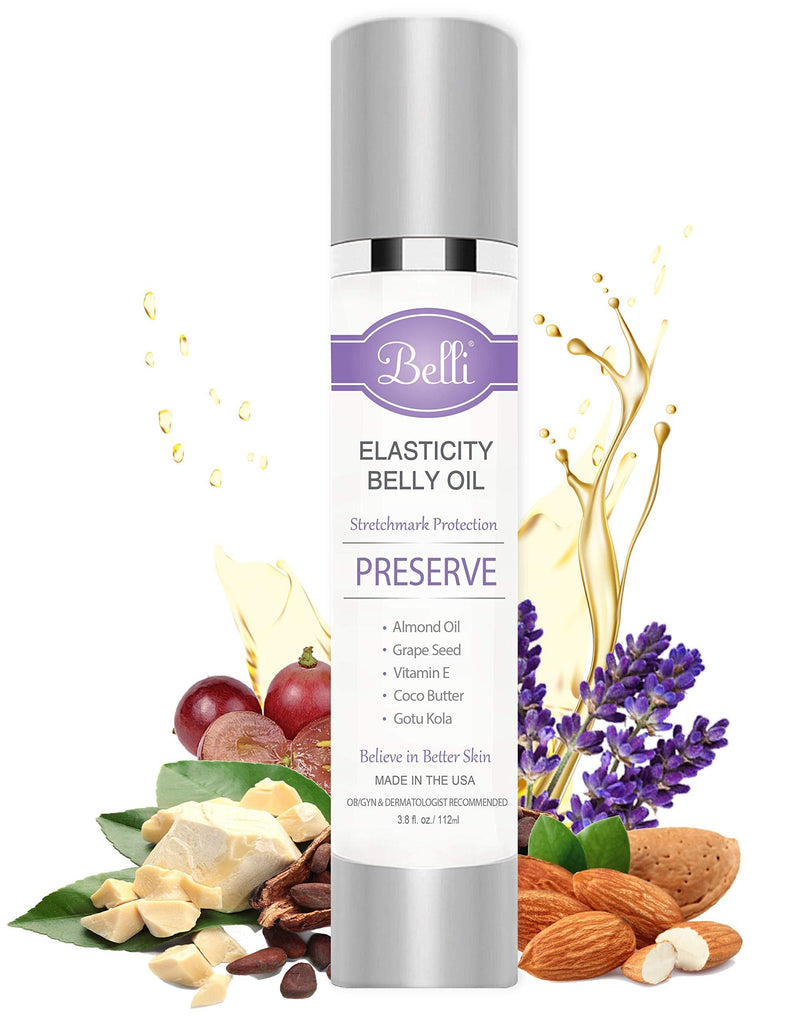 Belli Elasticity Belly Oil – Stretch Mark Protection for Smooth, Healthy Skin – OB/GYN and Dermatologist Recommended – 3.8 oz. 3.8 Fl Oz (Pack of 1) - BeesActive Australia