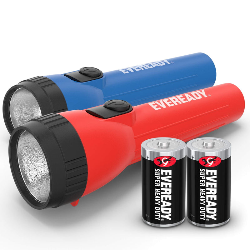 Eveready LED Flashlight Multi-Pack, Bright and Durable, Super Long Battery Life, Use for Emergencies, Camping, Outdoor, Batteries Included 2-pack: Blue/Red - BeesActive Australia