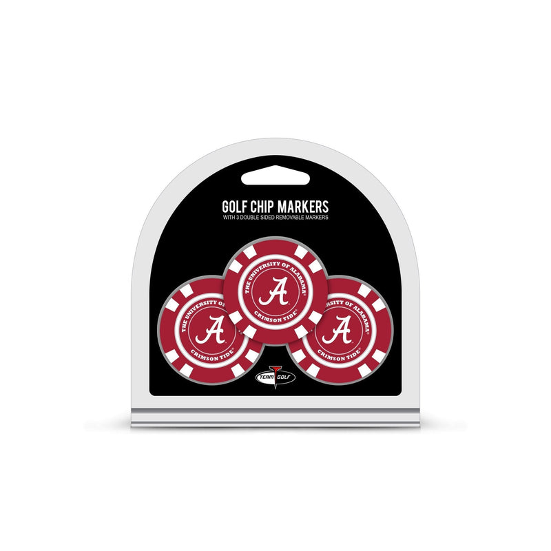 Team Golf NCAA Golf Chip Ball Markers (3 Count), Poker Chip Size with Pop Out Smaller Double-Sided Enamel Markers Alabama Crimson Tide - BeesActive Australia