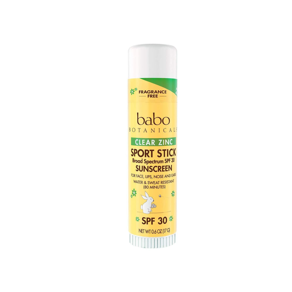 Babo Botanicals Clear Zinc Sport Sunscree Stick SPF 30 with 100% Mineral Active, Unscented, 0.6 Oz, Multi, Fragrence Free, 1 Count - BeesActive Australia