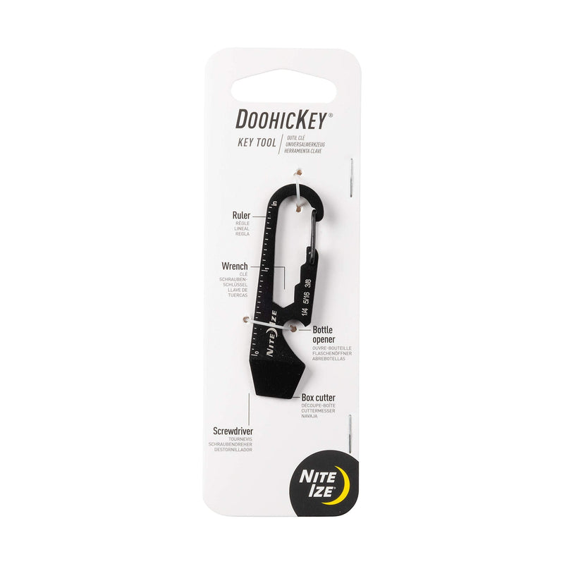 Nite Ize DoohicKey Keychain Multi Tool, Stainless-Steel 5-in-1 Multi Tool With Bottle Opener + Carabiner Clip, Black - BeesActive Australia