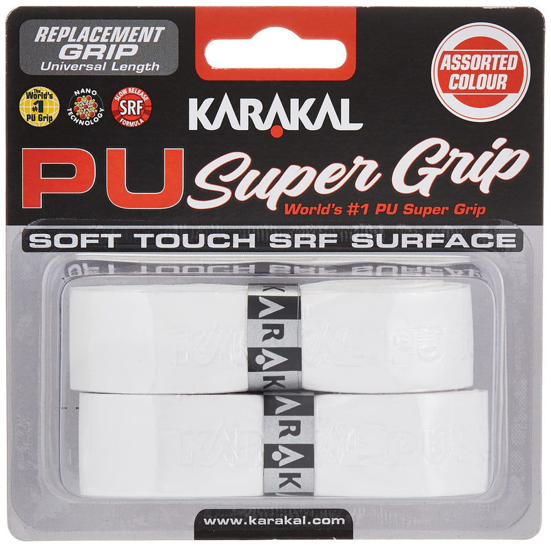 Karakal PU Supergrip Replacement Racquet Grip - tennis / badminton / squash (White, 2 x Grips) by Karakal - BeesActive Australia