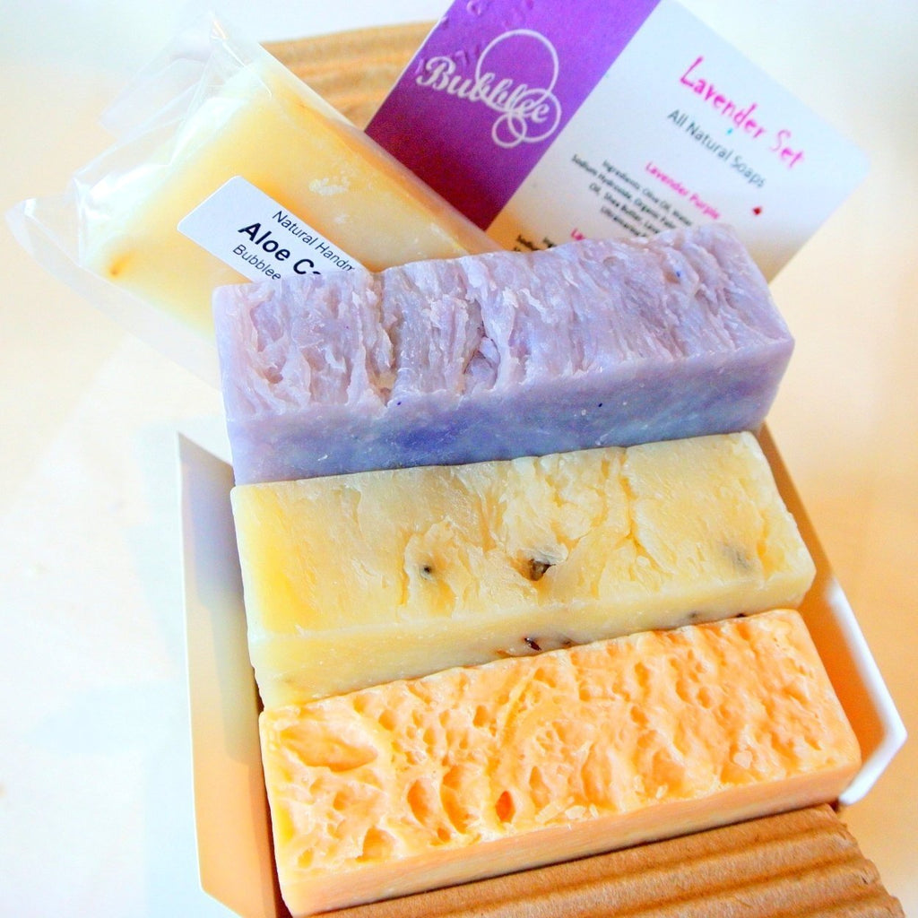 All Natural Lavender Handmade Soap Gift Set - Lavender, Lavender w/ Flowers, Lavender Lemongrass Castile - Handcrafted in USA - with All Natural/Organic Ingredients - BeesActive Australia