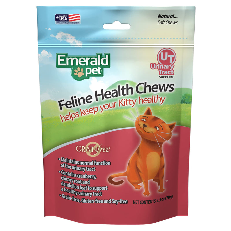 Emerald Pet Feline Health Chews UT Support — Natural Grain Free Urinary Tract Health Cat Chews — Cat Supplements with Cranberry, Chicory Root, and Dandelion Leaf Extract — Made in USA, 2.5 oz Single Pack - BeesActive Australia