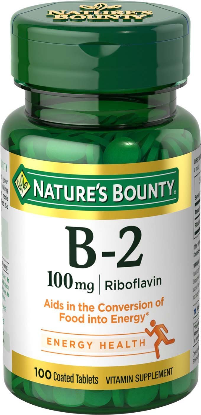 Nature's Bounty Vitamin B2 as Riboflavin Supplement, Aids Metabolism, 100mg, 100 Count, Pack of 3 - BeesActive Australia