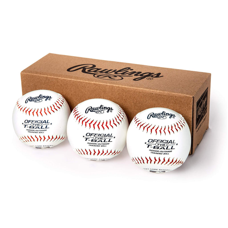 [AUSTRALIA] - Rawlings Youth Tball or Training Baseballs, Box of 3 Tballs, TVBBOX3, White, Official Size 