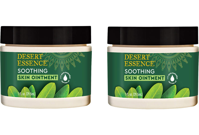 Desert Essence Tea Tree Oil Skin Ointment - 1 Fl Ounce - Pack of 2 - Jojoba & Lavender Essential Oils - Vitamin E - Sweet Almond Extract - Moisturizer For Dry Skin, Skin Irritations, Cuticles 1 Fl Oz (Pack of 2) - BeesActive Australia