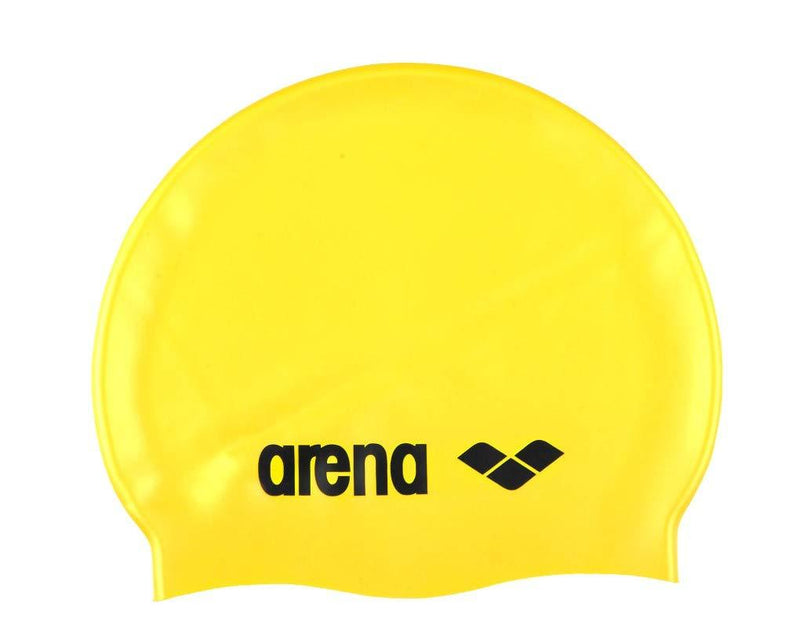 [AUSTRALIA] - Arena Classic Silicone Unisex Swim Cap for Women and Men, Prints and Solids Yellow / Black 