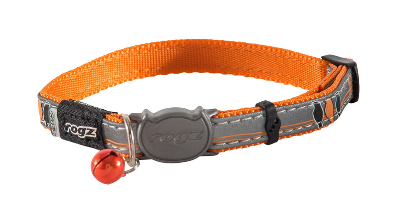 Rogz Reflective Cat Collar with Breakaway Clip and Removable Bell, Fully Adjustable to fit Most Breeds, Orange Bird Design - BeesActive Australia