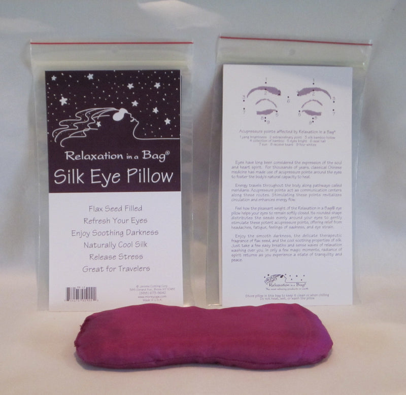[AUSTRALIA] - Magenta Contoured Silk Eye Pillow Filled with Flax Seed from Relaxation in a Bag 