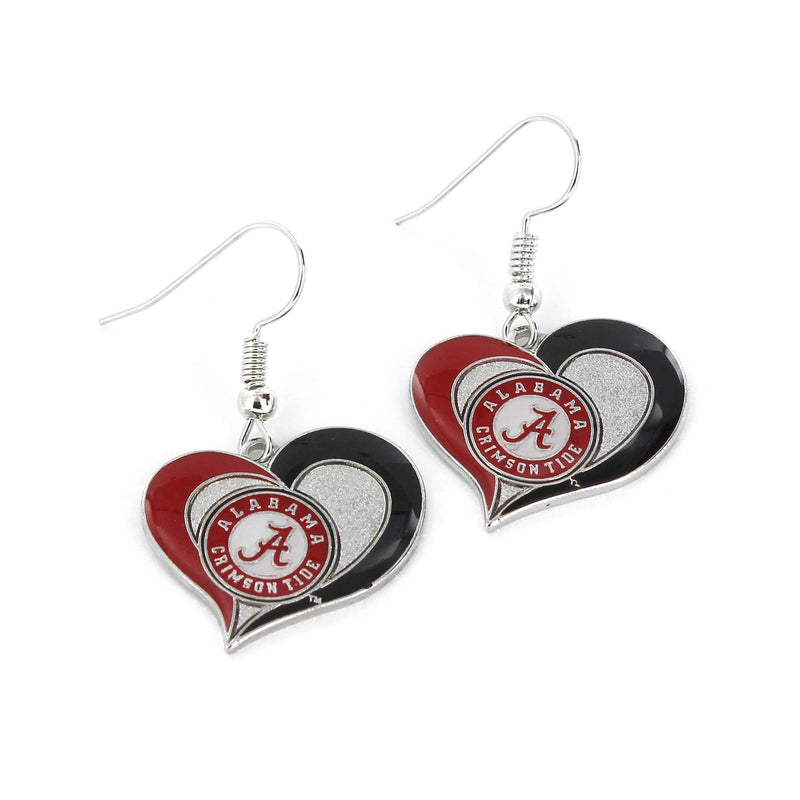 aminco NCAA womens Swirl Heart Earrings Alabama Crimson Tide Size 2.5 Team Color - BeesActive Australia