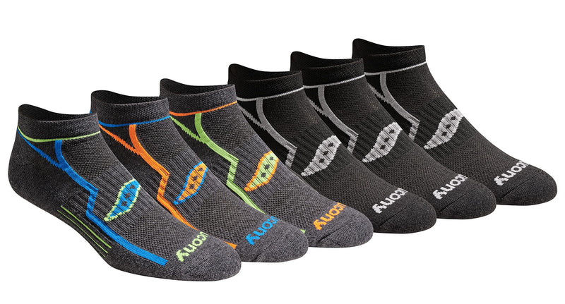 Saucony Men's Multi-pack Bolt Performance Comfort Fit No-Show Socks Shoe Size: 8-12 Grey (6 Pairs) - BeesActive Australia