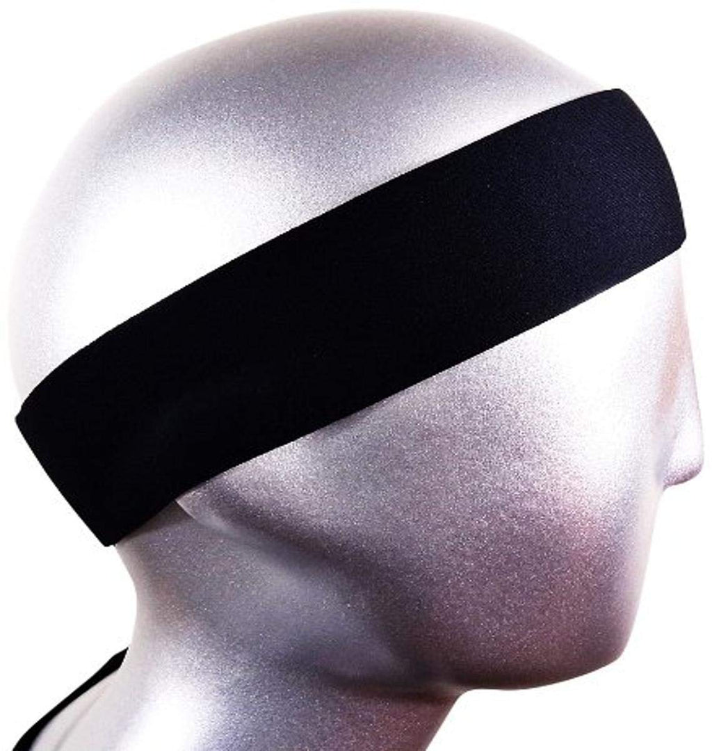 BONDI BAND SOLID MOISTURE WICKING 2" HEADBAND, BLACK - Workout Sweatband; Great for Running, Walking, Crossfit, Skiing, Workouts; Super absorbent One Size - BeesActive Australia