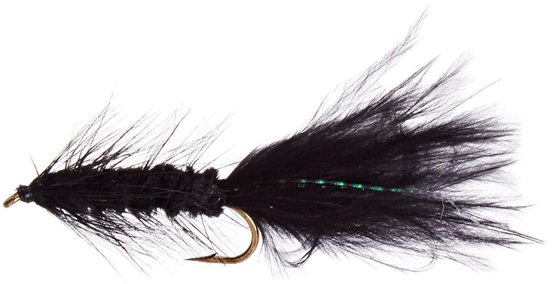 Flies Direct Wooly Bugger Black Assortment 1 Dozen Trout Fishing Flies - BeesActive Australia