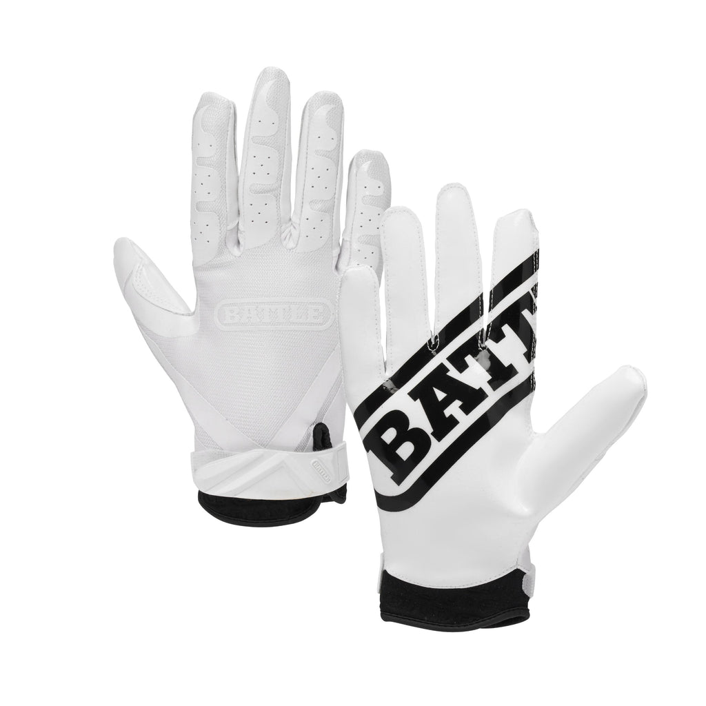 Battle Double Threat Football Gloves  Ultra-Tack Sticky Palm Receivers Gloves  Pro-Style Receiver Gloves, Adult White/White Adult Large - BeesActive Australia