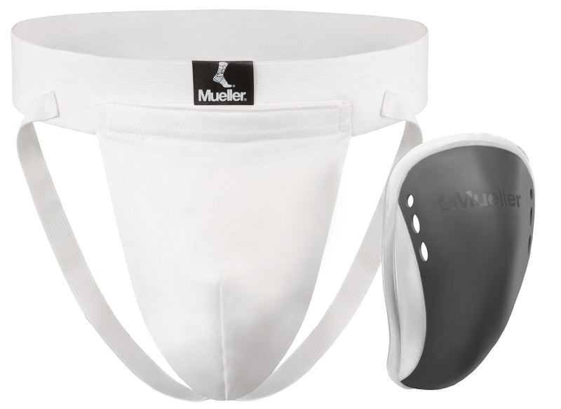 Mueller Adult Athletic Supporter with Flex Shield Cup, White/Gray, Medium - BeesActive Australia