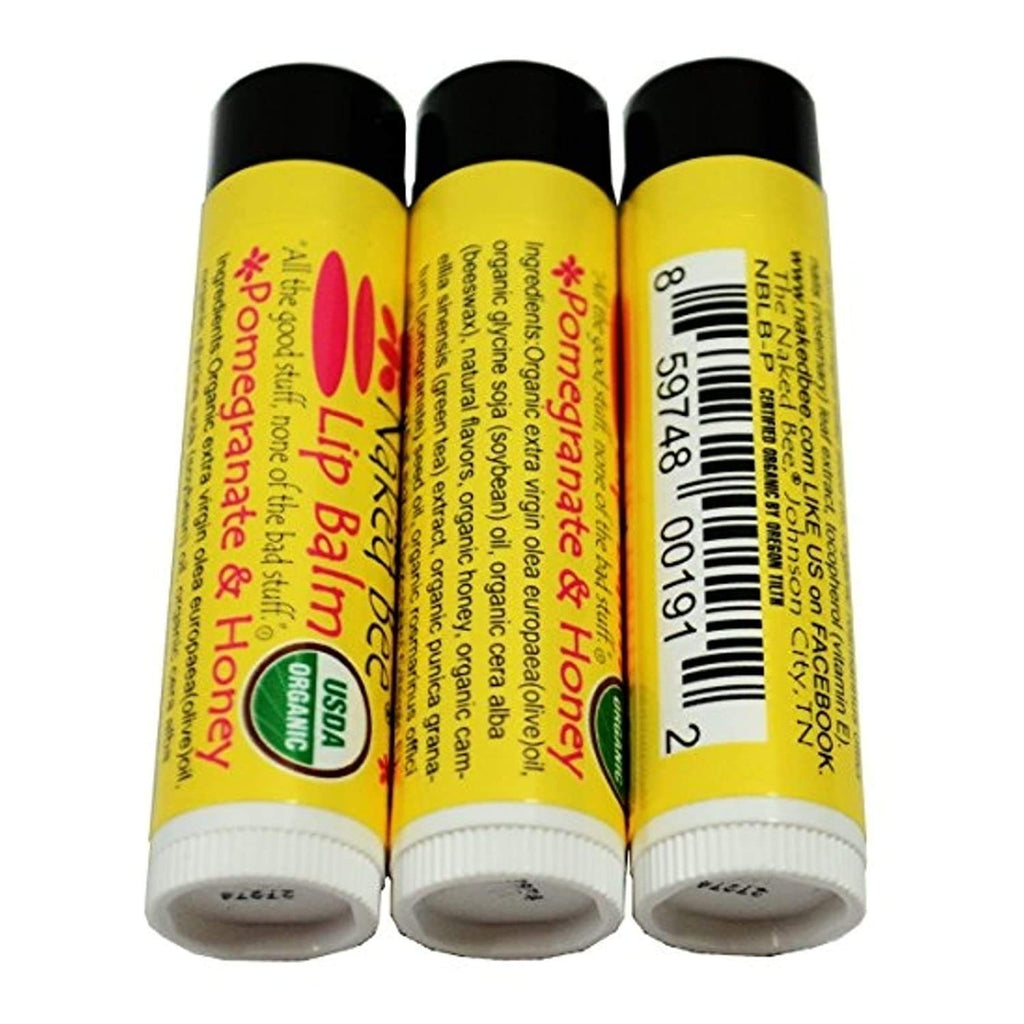 The Naked Bee Lip Balm Pomegranate and Honey 0.15 oz (Pack of 3) - BeesActive Australia